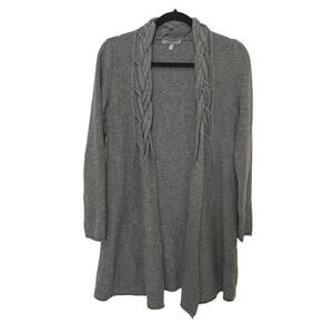 Neiman Marcus Cashmere Collection Gray Long Open Front Cardigan Size XS